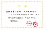 2007年度安徽省百強(qiáng)企業(yè)第36名